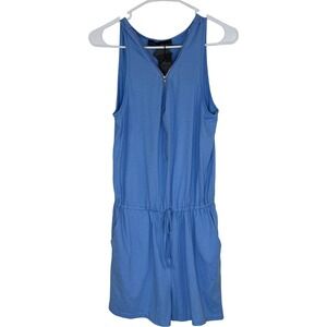 Auxo Romper Women Medium‎ Blue Sleeveless Zip Front Elastic Drawstring Waist NEW